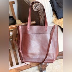 Madewell leather medium transport tote purse coin card wallet burgundy